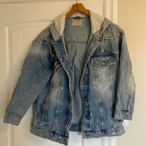 Free People Oversized Jean Jacket with Grey Hood